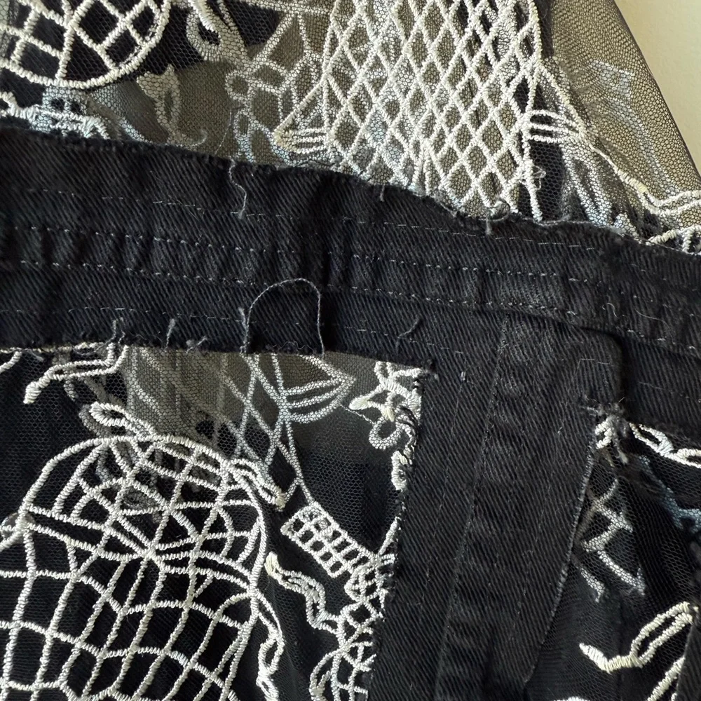 DRAGON DENIM Beetle Denim‎ Jacket Lace Grunge Whimsigoth Goth Bug Insect Black L - Picture 5 of 10